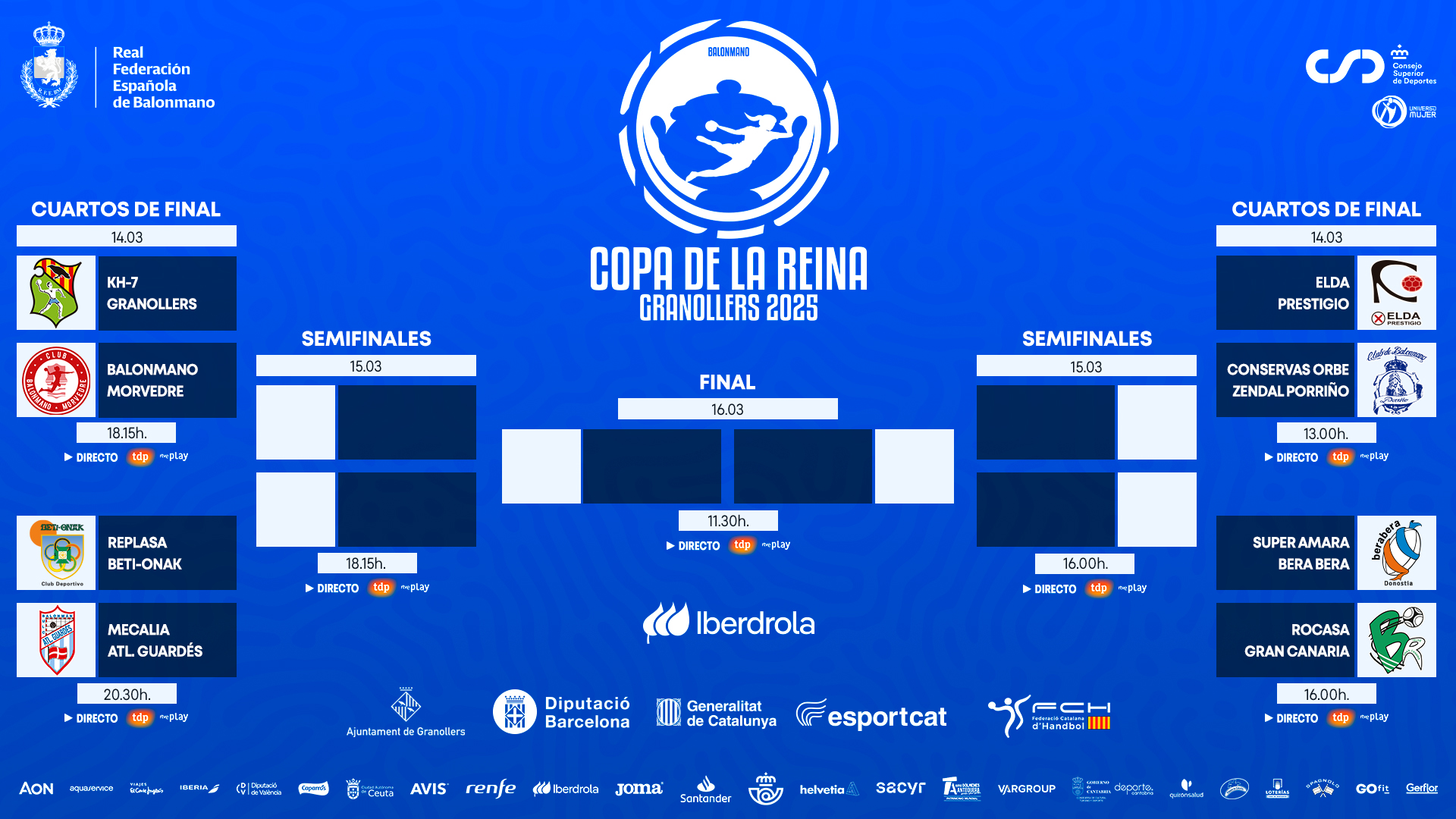 Horaris i encreuaments de la Copa de la Reina 2025  /  Real Federación Española de Balonmano