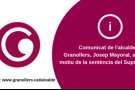 Comunicat de l’alcalde de Granollers, Josep Mayoral, amb motiu de la sentència del Suprem
