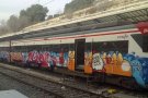 Detinguts dos grafiters quan pintaven un tren estacionat a Montcada