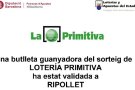 Una butlleta guanyadora del sorteig de Loteria Primitiva ha estat validada a Ripollet