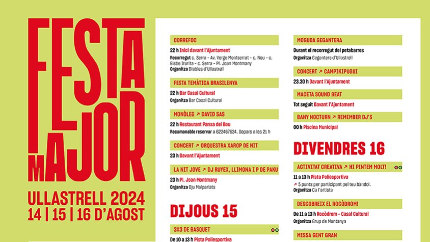 Festa Major Ullastrell 2024 - programa d'actes