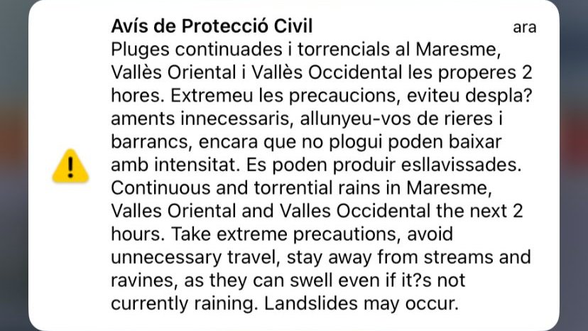 Alerta Protecció Civil per la Dana