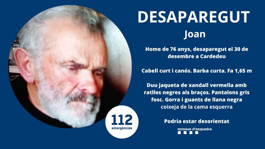 Troben el cos de Joan sense vida, l'home desaparegut al desembre a Cardedeu