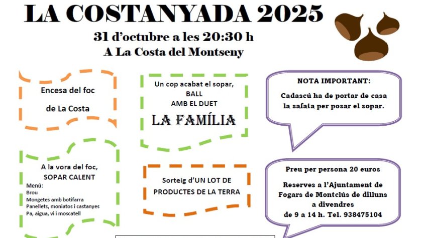 Activitats Castanyada a Fogars de Montclús 2025/ Activitats Halloween a Fogars de Montclús 2025