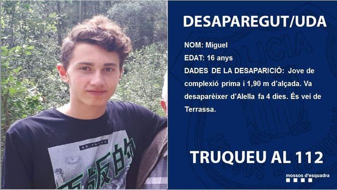 Localitzat sa i estalvi el jove de 16 anys desaparegut a Argentona des de dimecres