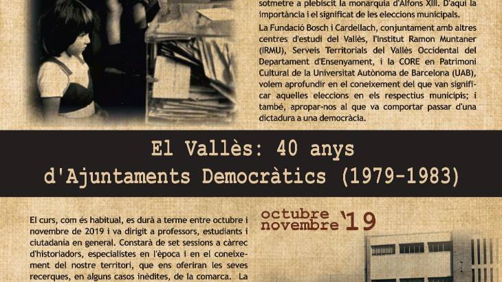 El Centre d’Estudis Molletans participa en un curs d’història sobre els 40 anys d’ajuntaments democràtics al Vallès