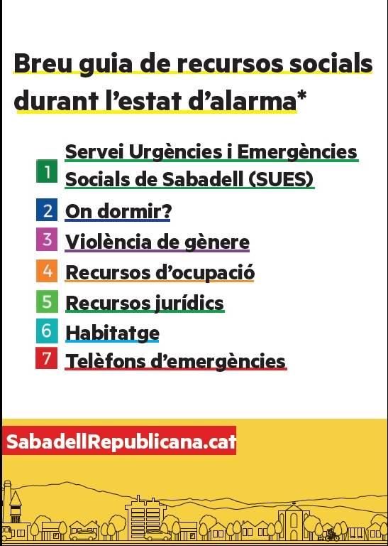 ERC Sabadell elabora i posa a l’abast de tothom una ‘Breu guia de recursos socials durant l’estat d’alarma’
