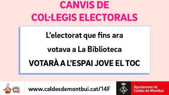 Canvis de col·legis electorals a Caldes de Montbui per les eleccions al Parlament de Catalunya 2021
