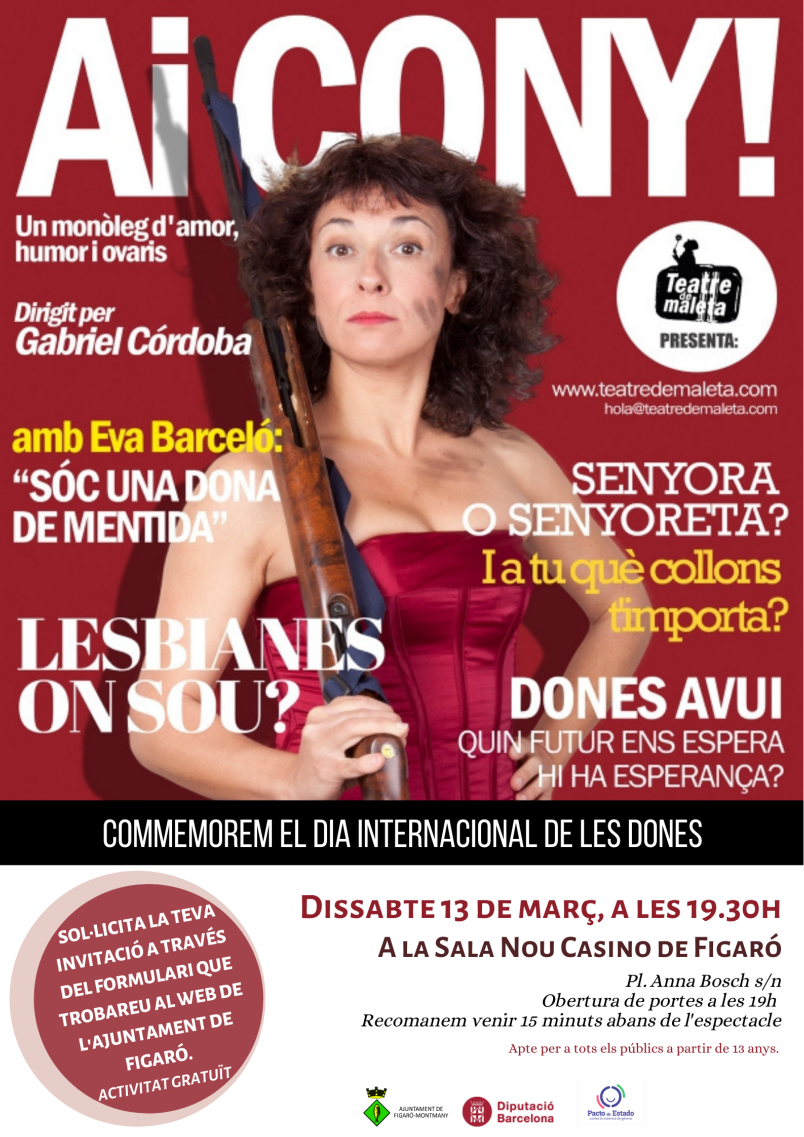 L'actriu Eva Barceló actuarà a Figaró amb el monòleg Ai Cony!, per commemorar el 8M