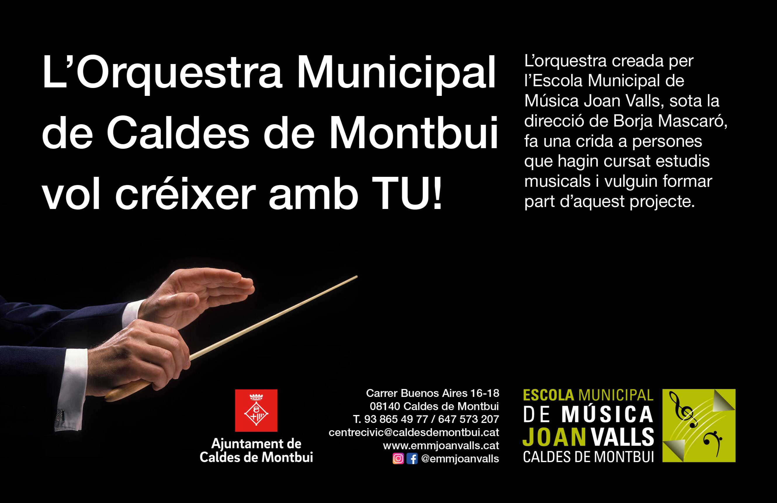 L'EMM Joan Valls de Caldes de Montbui fa una crida per formar part de l'Orquestra Municipal