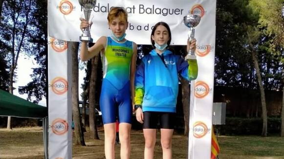 Laia Rodríguez i Pau Pérez, els triatletes de Montornès, campions de Catalunya al duatló infantil de Balaguer