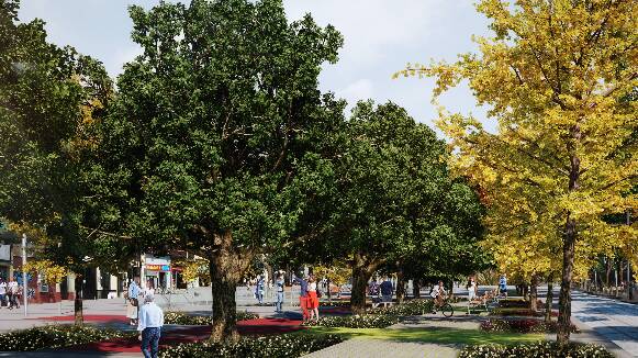 El passeig de la Plaça Major de Sabadell serà d'un total de 600 metres quadrats de zona verda amb una pantalla d'aigua amb brolladors